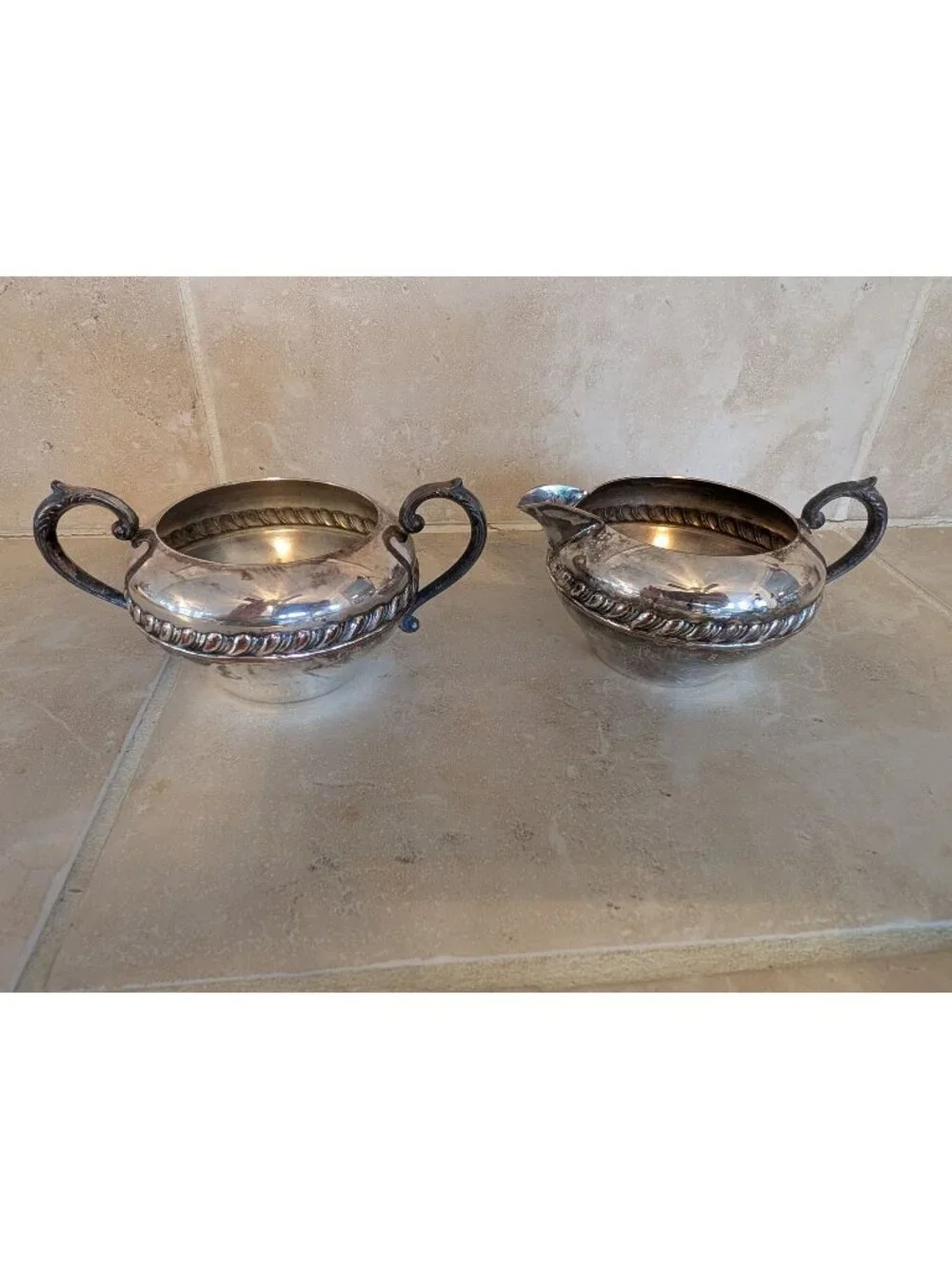 Vintage Silver-plated Cream and Sugar Bowl Set (no lid) Victorian Entertaining